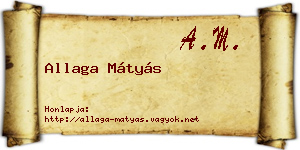 Allaga Mátyás névjegykártya